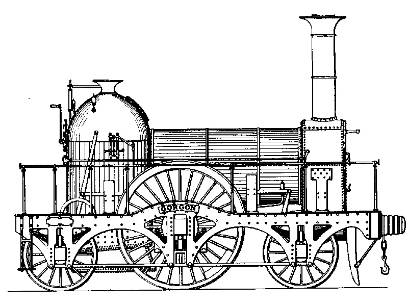 GWR broad gauge Firefly class 2-2-2 locomotive Gorgon drawing GWR broad gauge Firefly class 2-2-2 locomotive Gorgon drawing