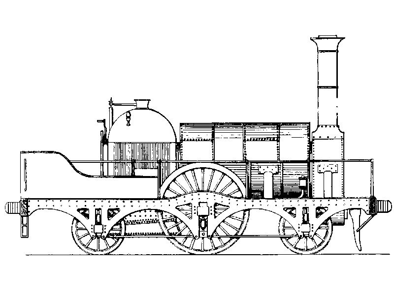 GWR broad gauge rebuilt Sun class 2-2-2T locomotive drawing GWR broad gauge rebuilt Sun class 2-2-2T locomotive drawing